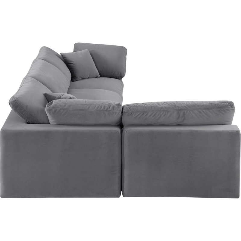 Meridian Furniture Comfy Grey Velvet 4-Pc. Modular Sectional