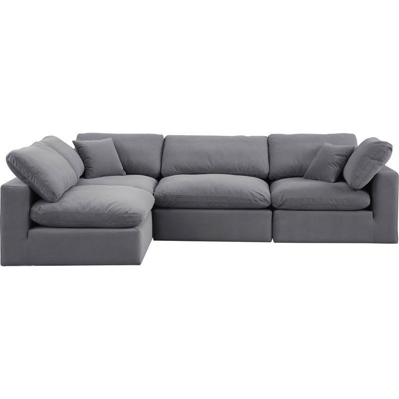 Meridian Furniture Comfy Grey Velvet 4-Pc. Modular Sectional