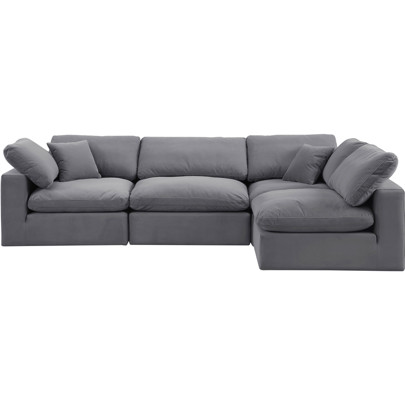 Meridian Furniture Comfy Grey Velvet 4-Pc. Modular Sectional