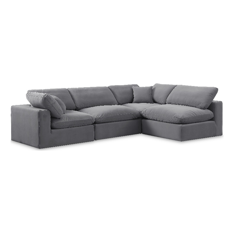 Meridian Furniture Comfy Grey Velvet 4-Pc. Modular Sectional