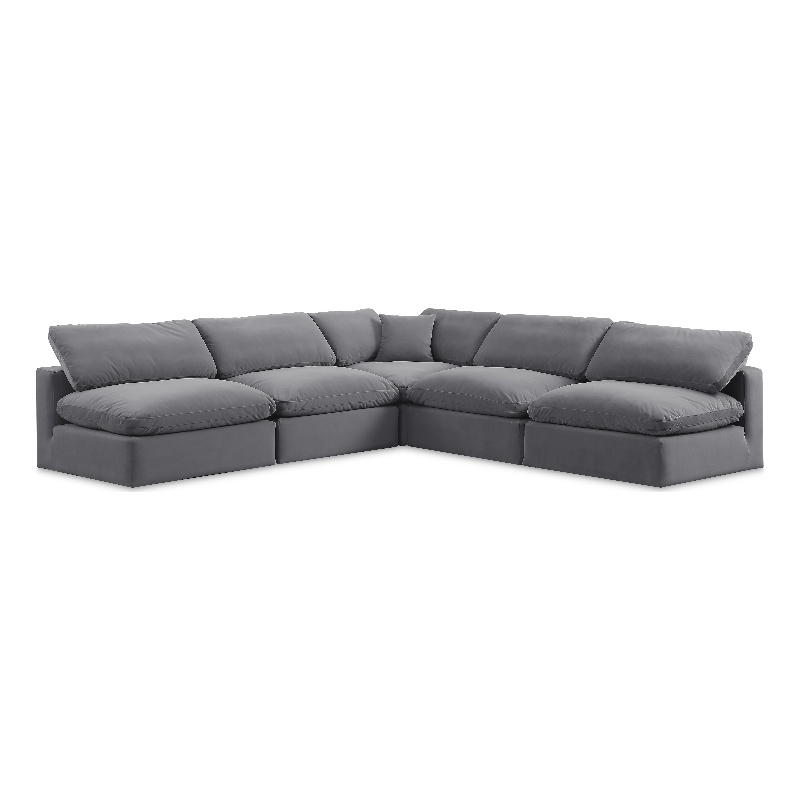 Meridian Furniture Comfy Grey Velvet 5-Pc. Modular Sectional