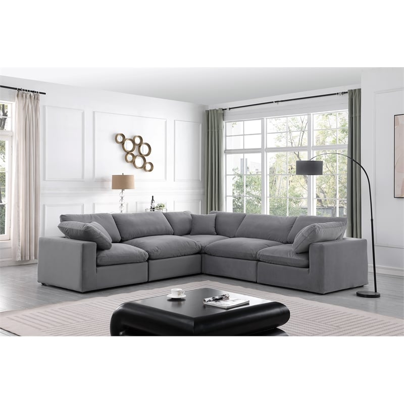 Meridian Furniture Comfy Grey Velvet 5-Pc. Modular Sectional