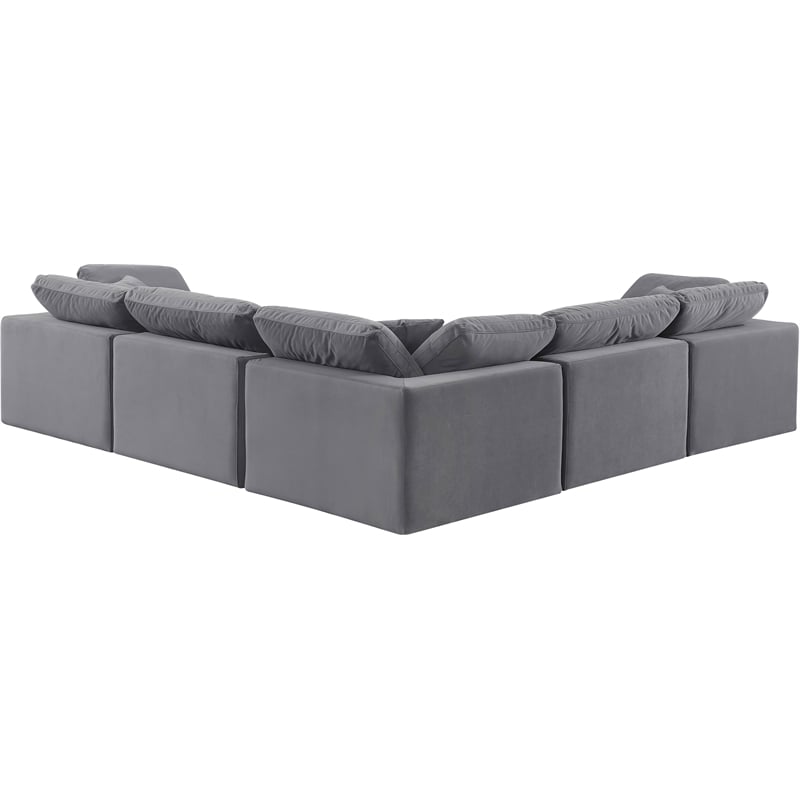 Meridian Furniture Comfy Grey Velvet 5-Pc. Modular Sectional