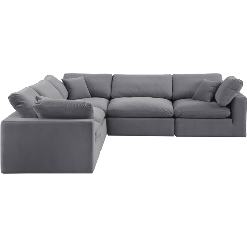 Meridian Furniture Comfy Grey Velvet 5-Pc. Modular Sectional