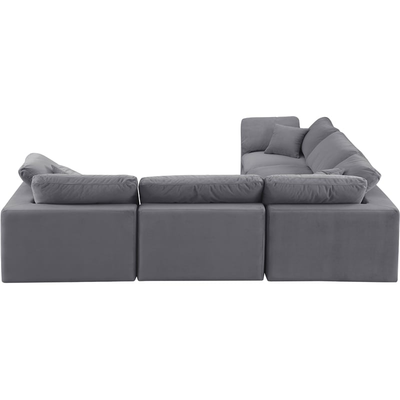 Meridian Furniture Comfy Grey Velvet 5-Pc. Modular Sectional