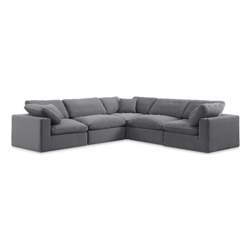 Meridian Furniture Comfy Grey Velvet 5-Pc. Modular Sectional