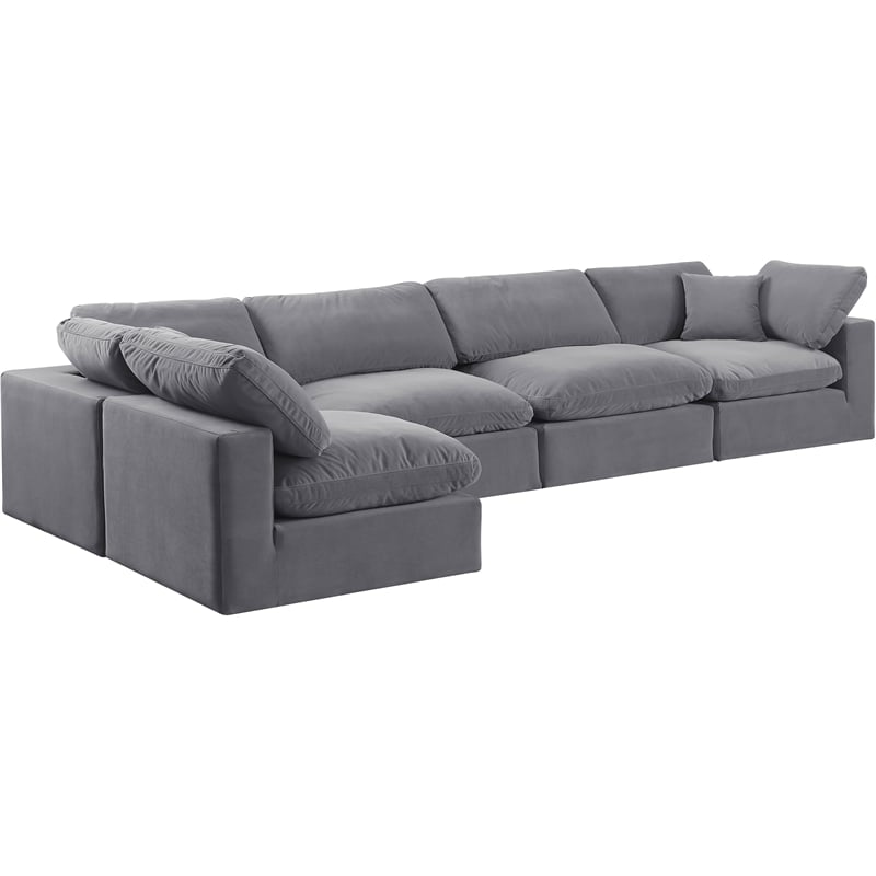 Meridian Furniture Comfy Grey Velvet 5-Pc. Modular Sectional