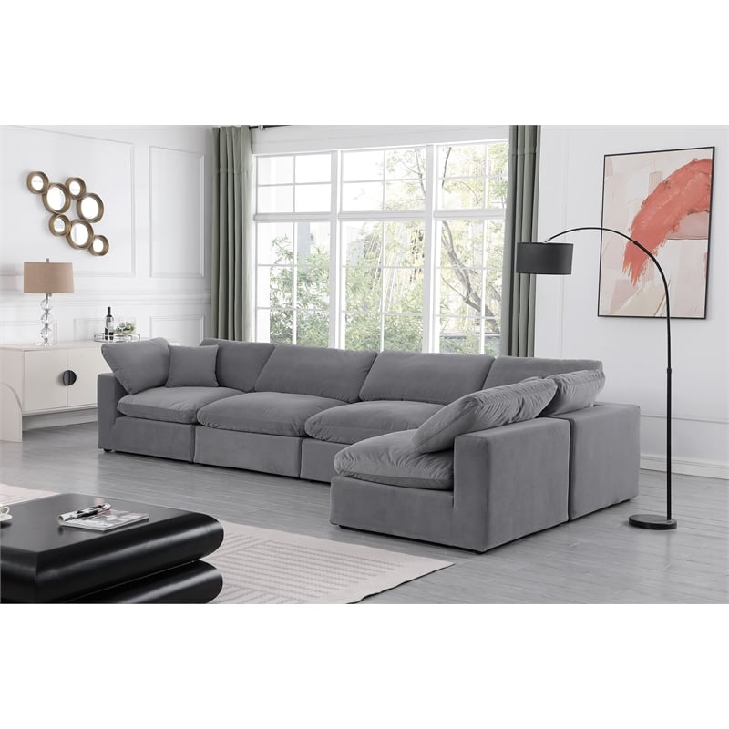 Meridian Furniture Comfy Grey Velvet 5-Pc. Modular Sectional