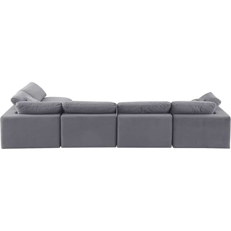 Meridian Furniture Comfy Grey Velvet 5-Pc. Modular Sectional