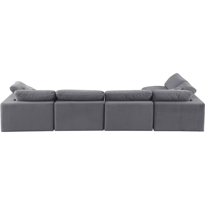 Meridian Furniture Comfy Grey Velvet 5-Pc. Modular Sectional