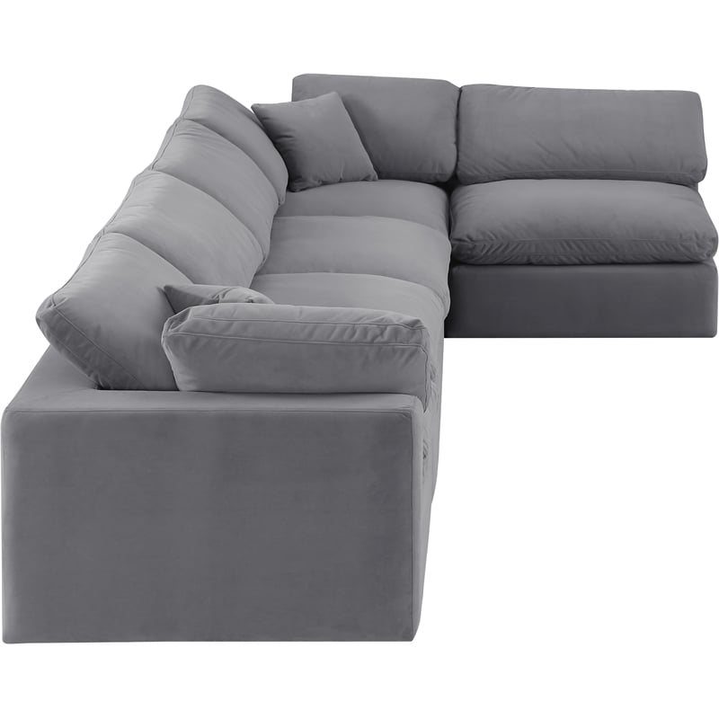 Meridian Furniture Comfy Grey Velvet 5-Pc. Modular Sectional