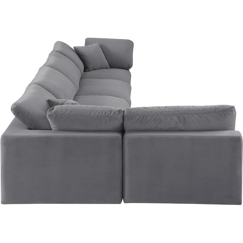 Meridian Furniture Comfy Grey Velvet 5-Pc. Modular Sectional