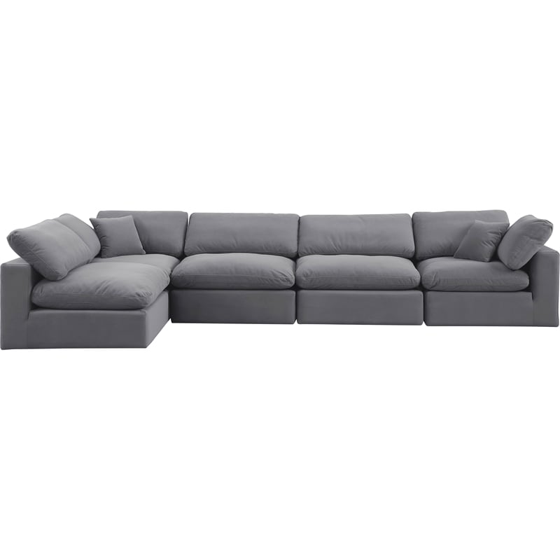 Meridian Furniture Comfy Grey Velvet 5-Pc. Modular Sectional