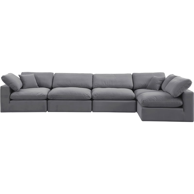 Meridian Furniture Comfy Grey Velvet 5-Pc. Modular Sectional