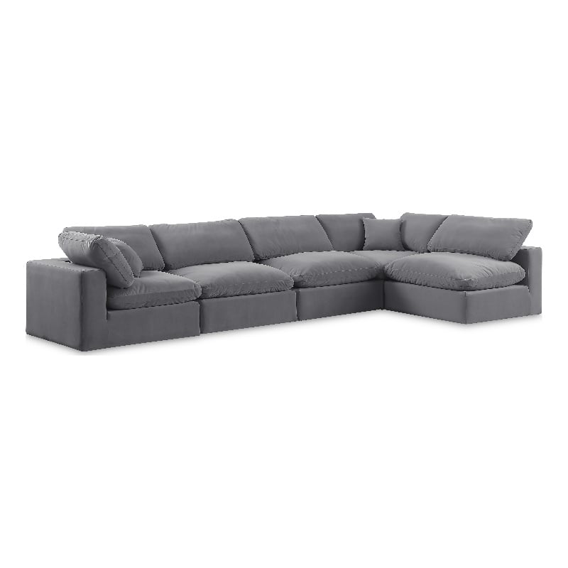 Meridian Furniture Comfy Grey Velvet 5-Pc. Modular Sectional