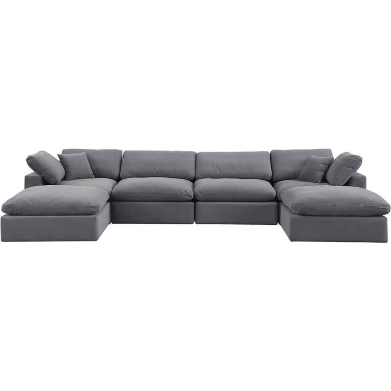 Meridian Furniture Comfy Grey Velvet 6-Pc. Modular Sectional