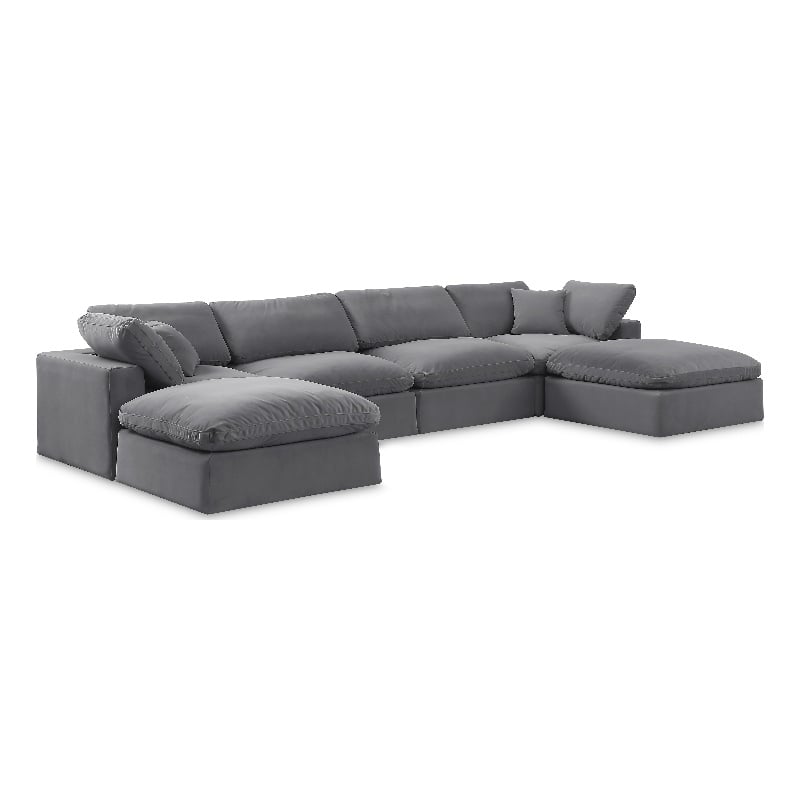 Meridian Furniture Comfy Grey Velvet 6-Pc. Modular Sectional