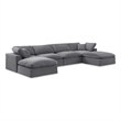 Meridian Furniture Comfy Grey Velvet 6-Pc. Modular Sectional