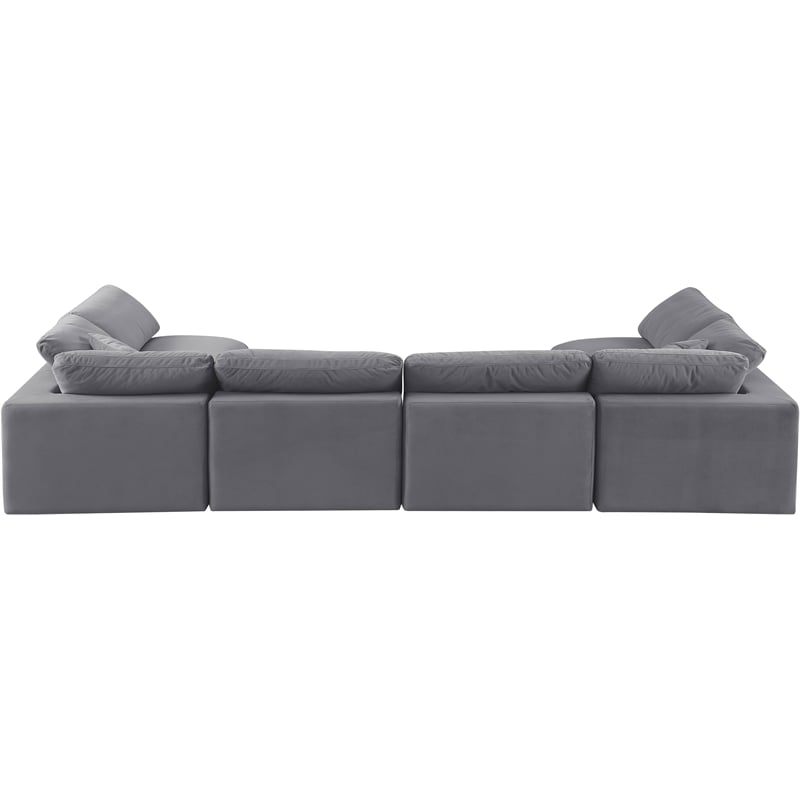 Meridian Furniture Comfy Grey Velvet 6-Pc. Modular Sectional