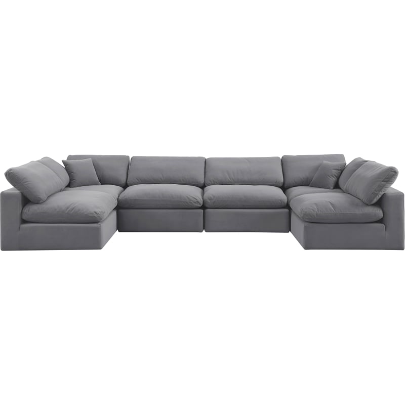 Meridian Furniture Comfy Grey Velvet 6-Pc. Modular Sectional