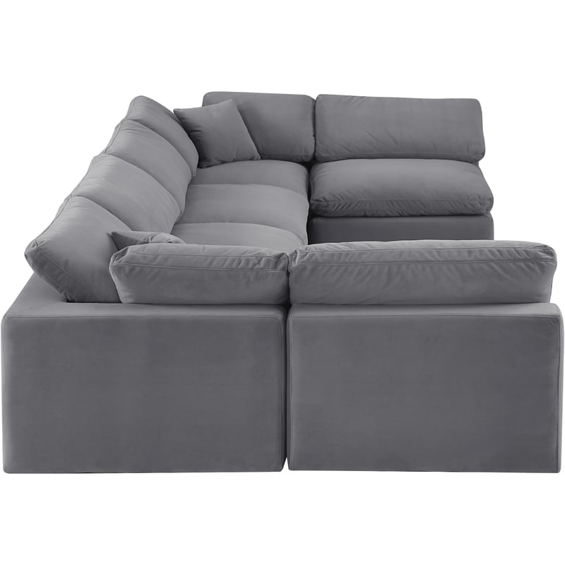 Meridian Furniture Comfy Grey Velvet 6-Pc. Modular Sectional