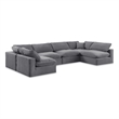 Meridian Furniture Comfy Grey Velvet 6-Pc. Modular Sectional
