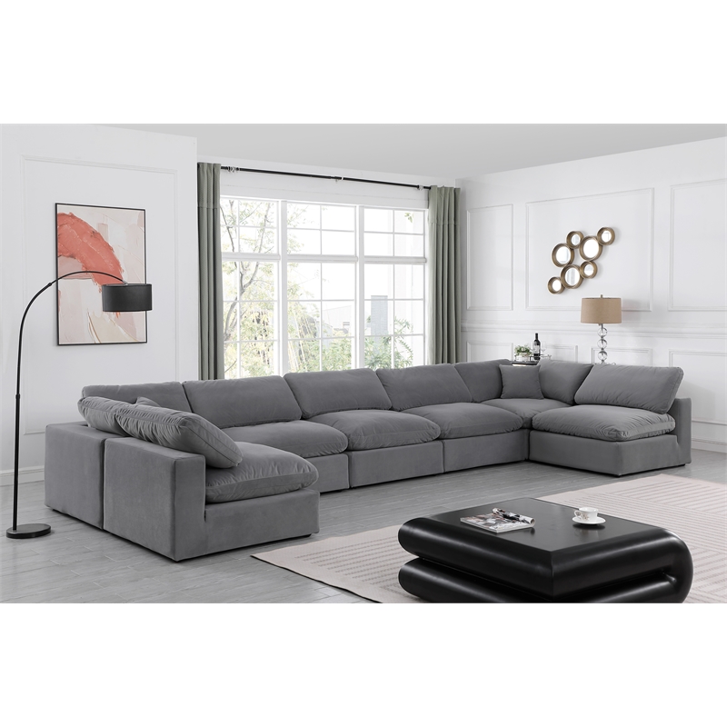 Meridian Furniture Comfy Grey Velvet 7-Pc. Modular Sectional