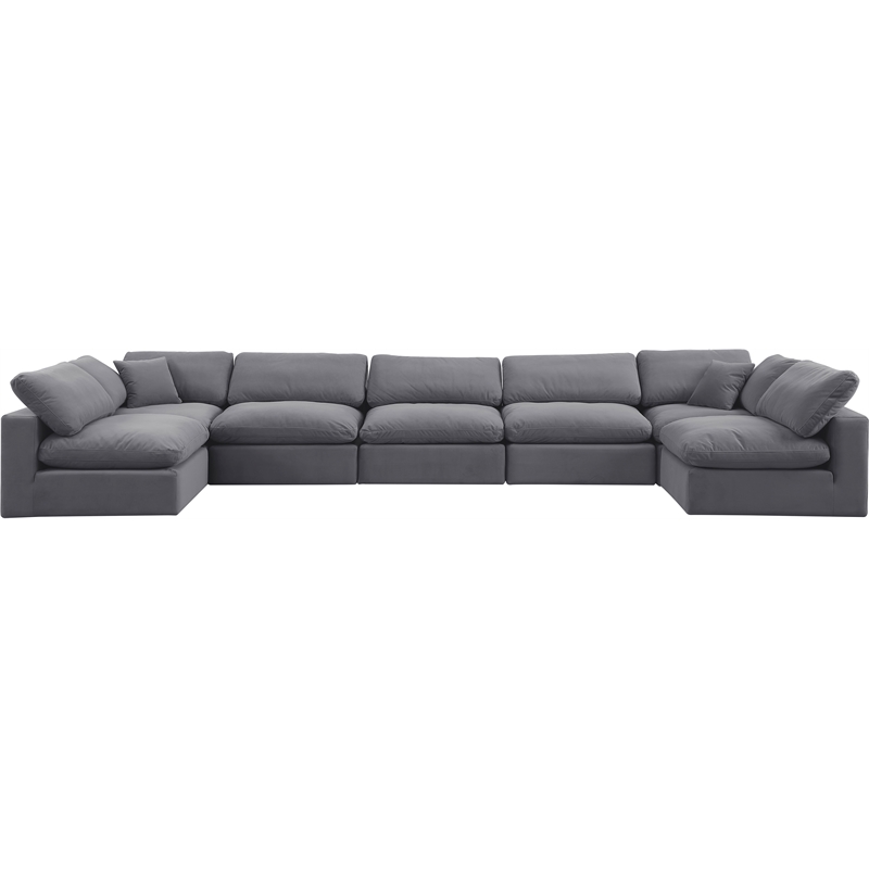 Meridian Furniture Comfy Grey Velvet 7-Pc. Modular Sectional