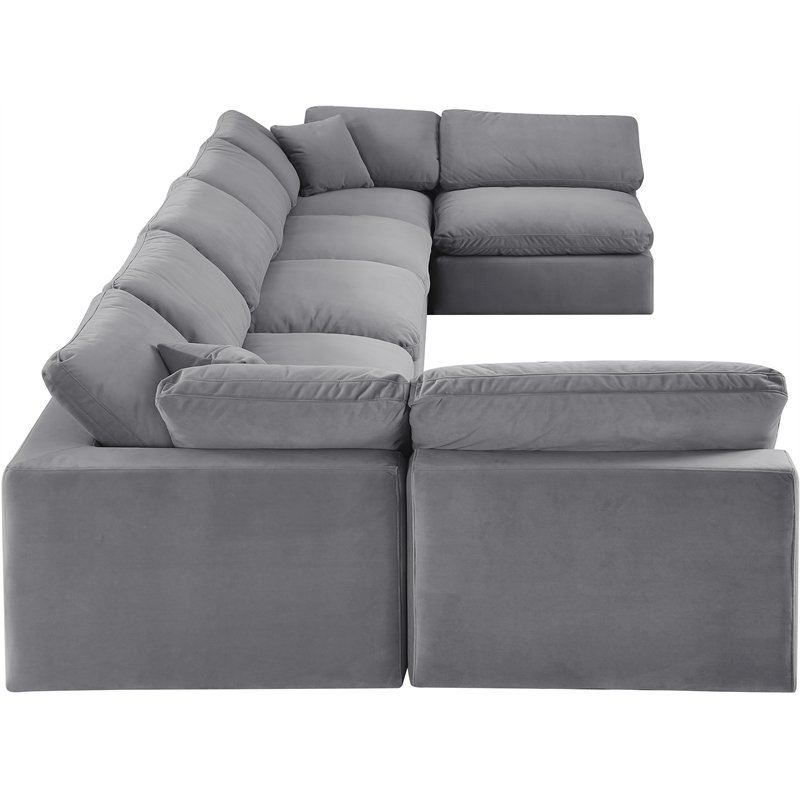 Meridian Furniture Comfy Grey Velvet 7-Pc. Modular Sectional
