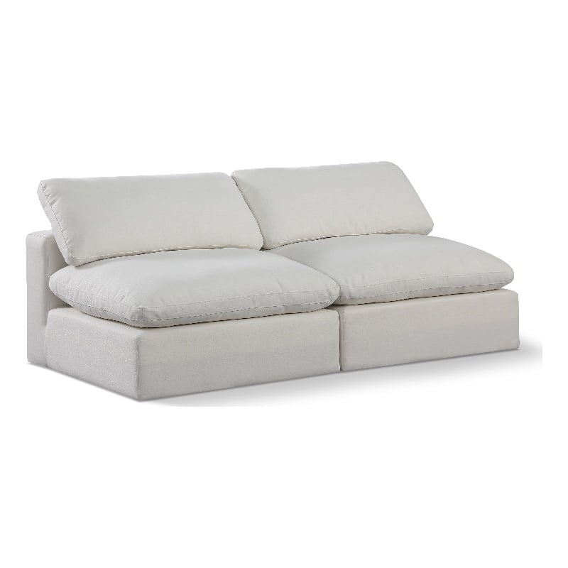 Meridian Furniture Comfy Cream Linen Textured Fabric 2-Pc. Modular Sofa