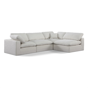 Meridian Furniture Comfy Cream Linen Textured Fabric 4-Pc. Modular Sectional