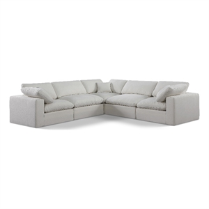 Meridian Furniture Comfy Cream Linen Textured Fabric 5-Pc. Modular Sectional