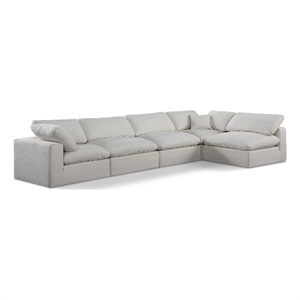 Meridian Furniture Comfy Cream Linen Textured Fabric 5-Pc. Modular Sectional