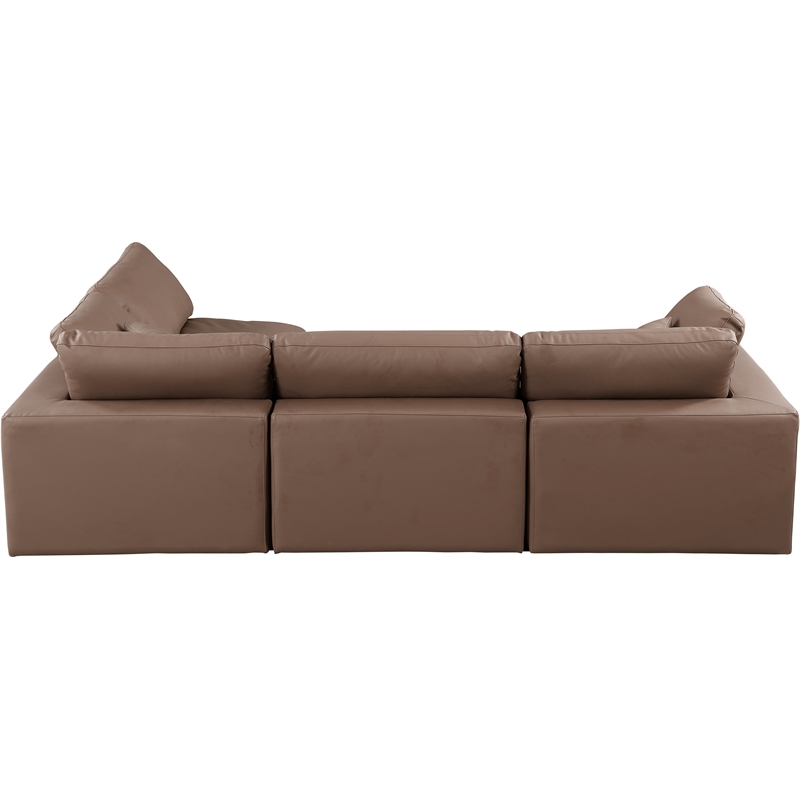 Meridian Furniture Comfy Brown Vegan Leather 4-Pc. Modular Sectional