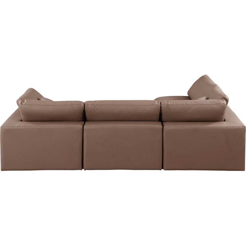 Meridian Furniture Comfy Brown Vegan Leather 4-Pc. Modular Sectional