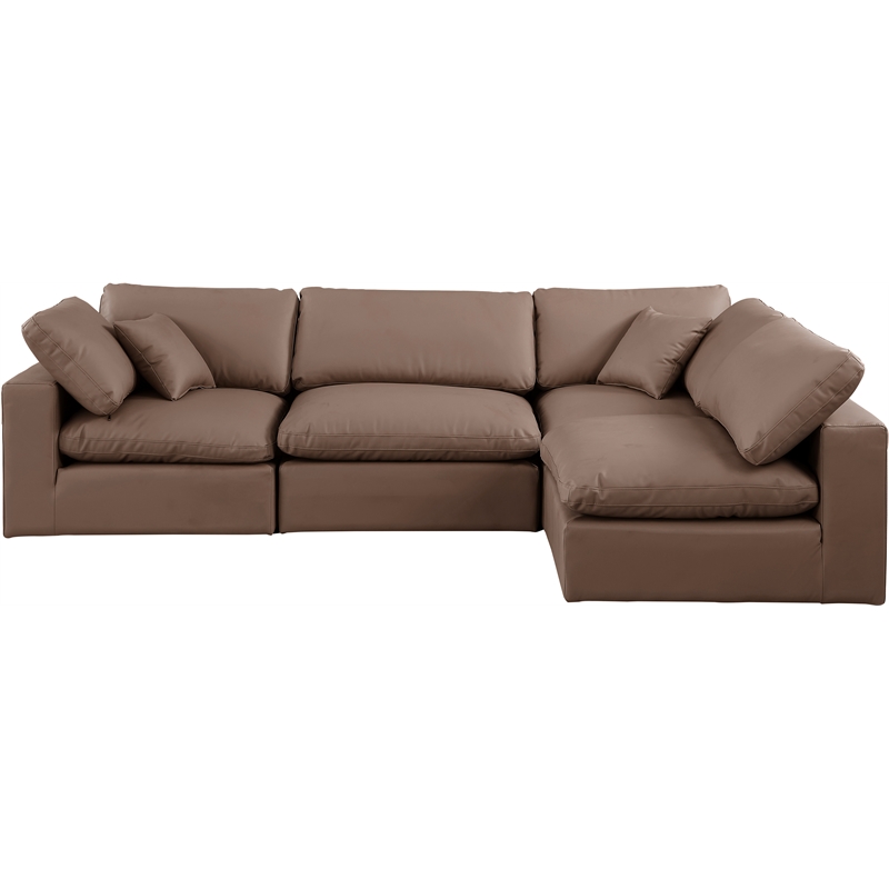 Meridian Furniture Comfy Brown Vegan Leather 4-Pc. Modular Sectional