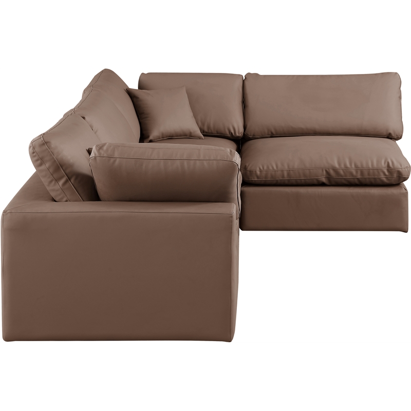 Meridian Furniture Comfy Brown Vegan Leather 4-Pc. Modular Sectional