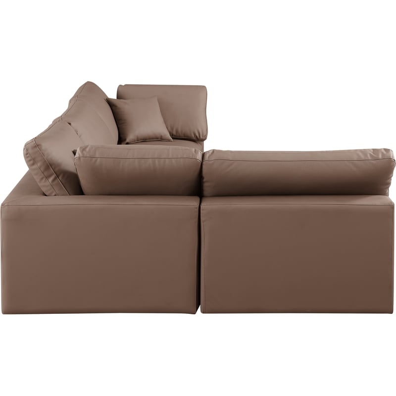 Meridian Furniture Comfy Brown Vegan Leather 4-Pc. Modular Sectional