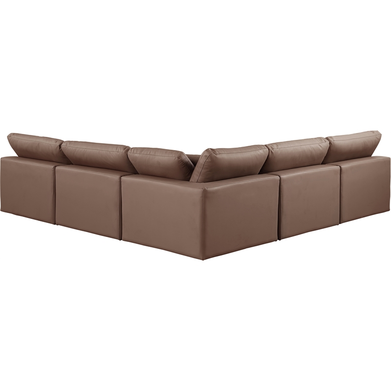 Meridian Furniture Comfy Brown Vegan Leather 5-Pc. Modular Sectional