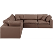 Meridian Furniture Comfy Brown Vegan Leather 5-Pc. Modular Sectional
