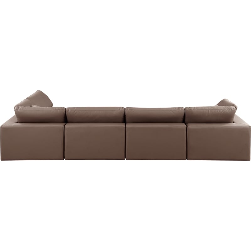 Meridian Furniture Comfy Brown Vegan Leather 5-Pc. Modular Sectional