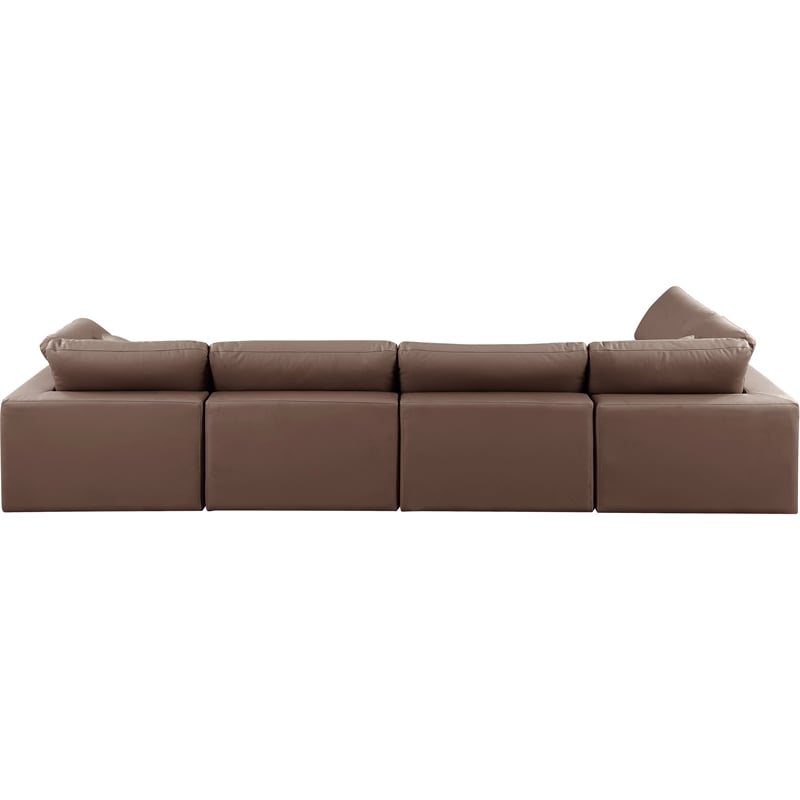 Meridian Furniture Comfy Brown Vegan Leather 5-Pc. Modular Sectional