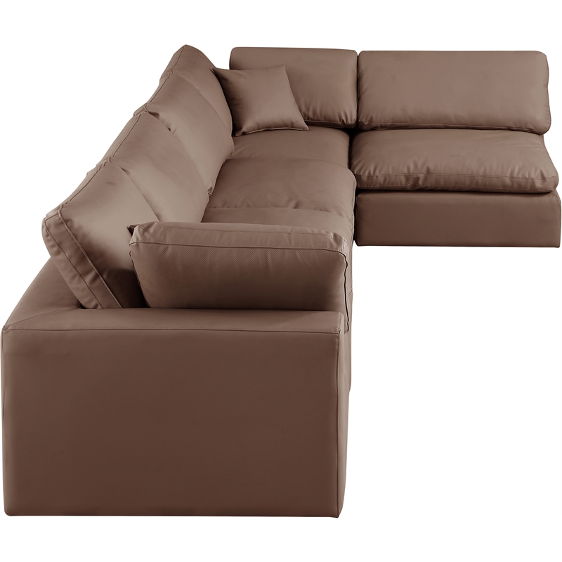 Meridian Furniture Comfy Brown Vegan Leather 5-Pc. Modular Sectional