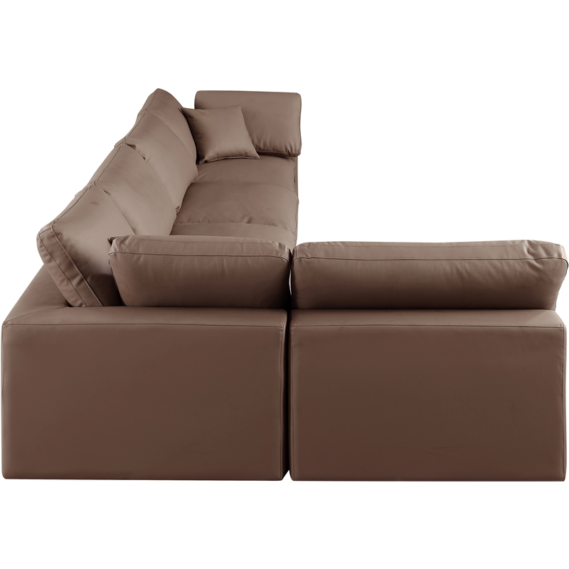 Meridian Furniture Comfy Brown Vegan Leather 5-Pc. Modular Sectional