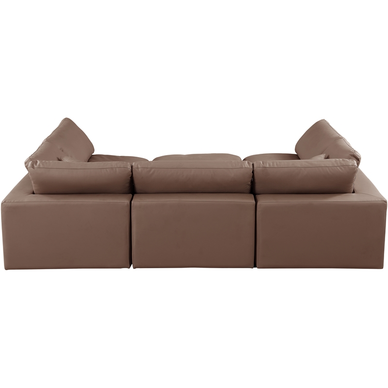 Meridian Furniture Comfy Brown Vegan Leather 6-Pc. Modular Sectional