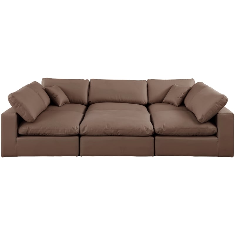 Meridian Furniture Comfy Brown Vegan Leather 6-Pc. Modular Sectional