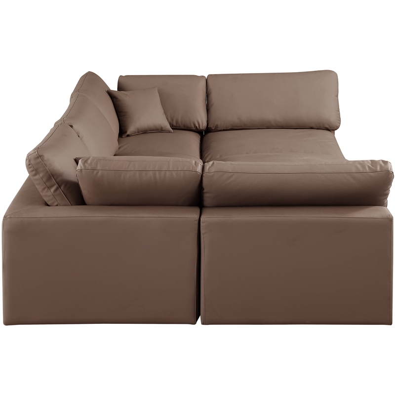 Meridian Furniture Comfy Brown Vegan Leather 6-Pc. Modular Sectional