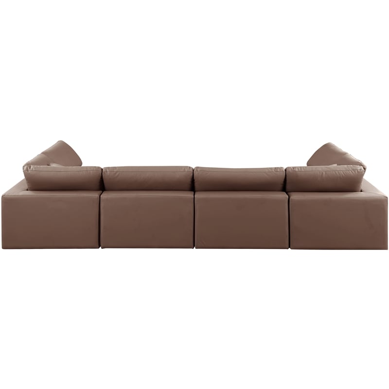 Meridian Furniture Comfy Brown Vegan Leather 6-Pc. Modular Sectional