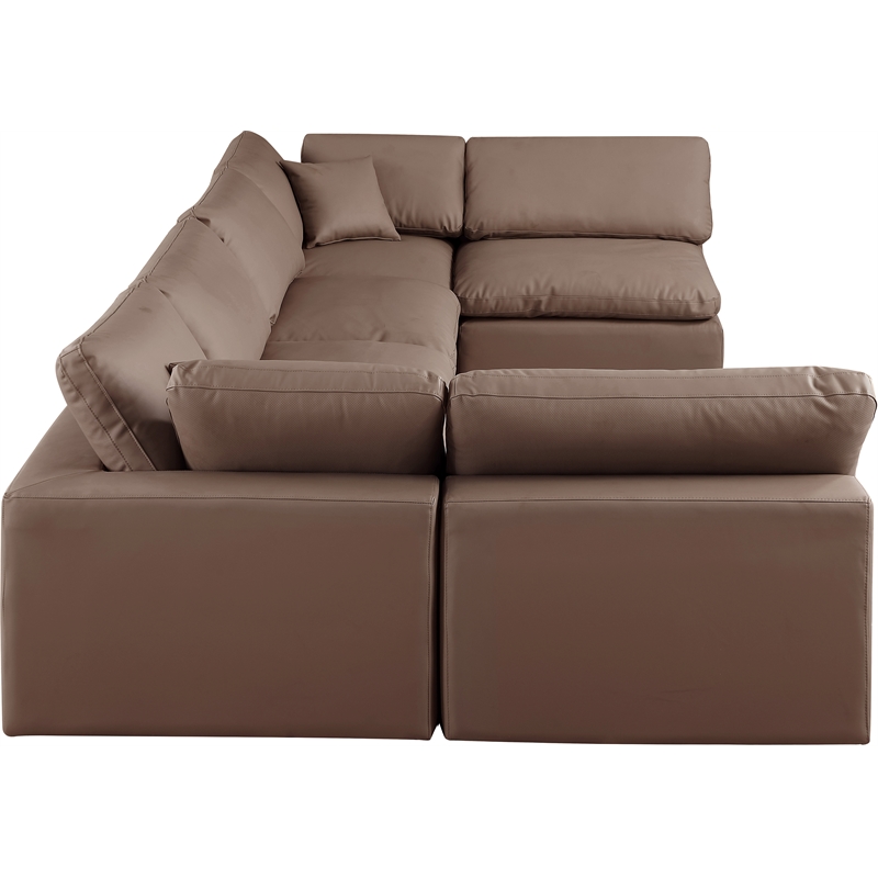 Meridian Furniture Comfy Brown Vegan Leather 6-Pc. Modular Sectional