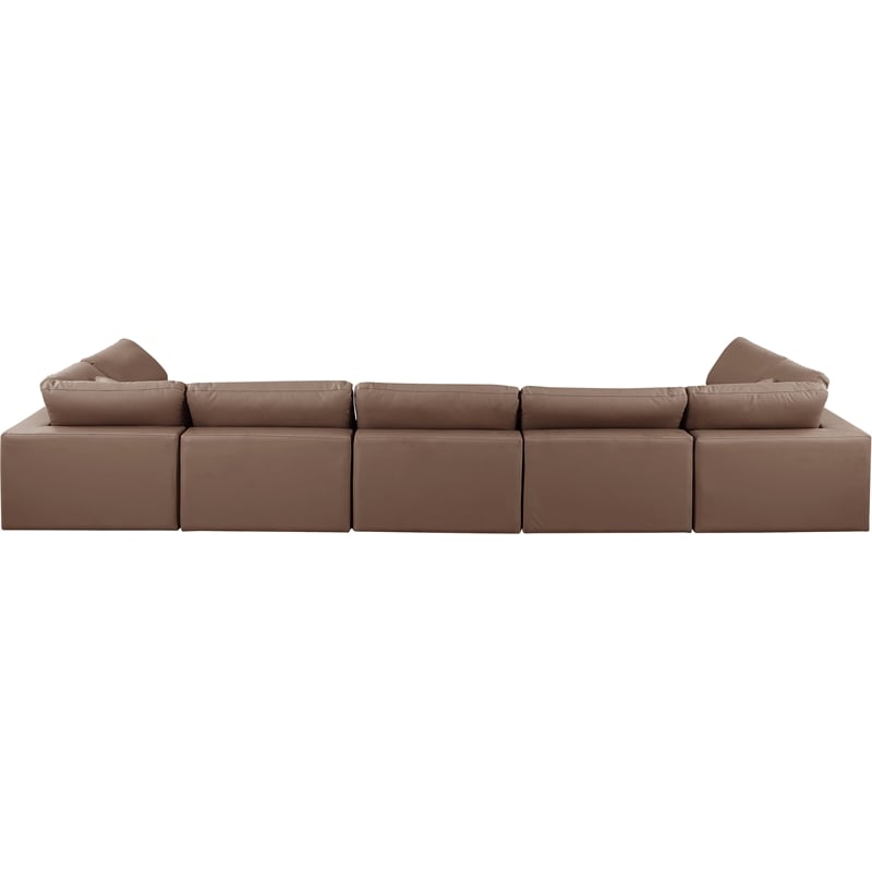 Meridian Furniture Comfy Brown Vegan Leather 7-Pc. Modular Sectional